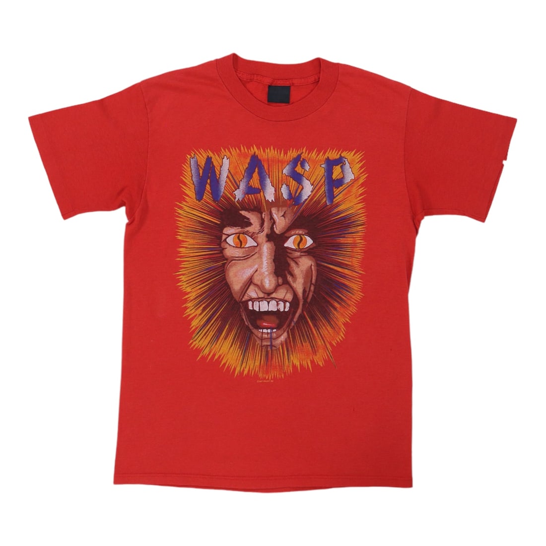 Vintage 1987 WASP Spookhouse Red Poly Cotton Band T Shirt (1 of 9)