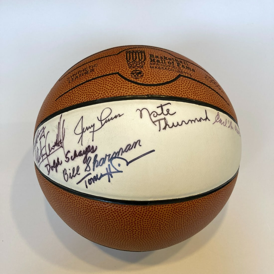 NBA Legends Signed Basketball COA Rick Barry Earl Monroe Schayes Heinsohn Sharman (1 of 7)