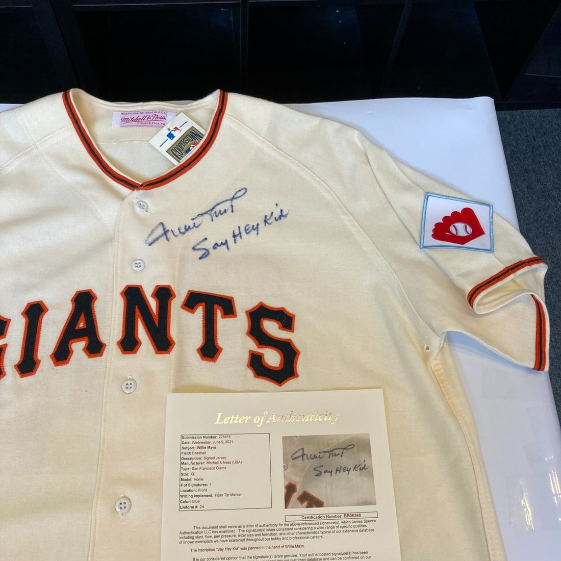Willie Mays Signed Inscribed Mitchell & Ness 1951 Giants Jersey JSA COA: Willie Mays Signed Inscribed Mitchell & Ness 1951 Giants Jersey JSA COA Celebrate the legacy of baseball legend Willie Mays with this extremely rare, authentically signed 1951 New York Giants jersey.