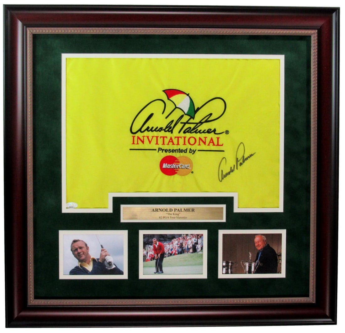 Arnold Palmer Autographed Invitational Pin Flag Framed JSA Certified (1 of 5)