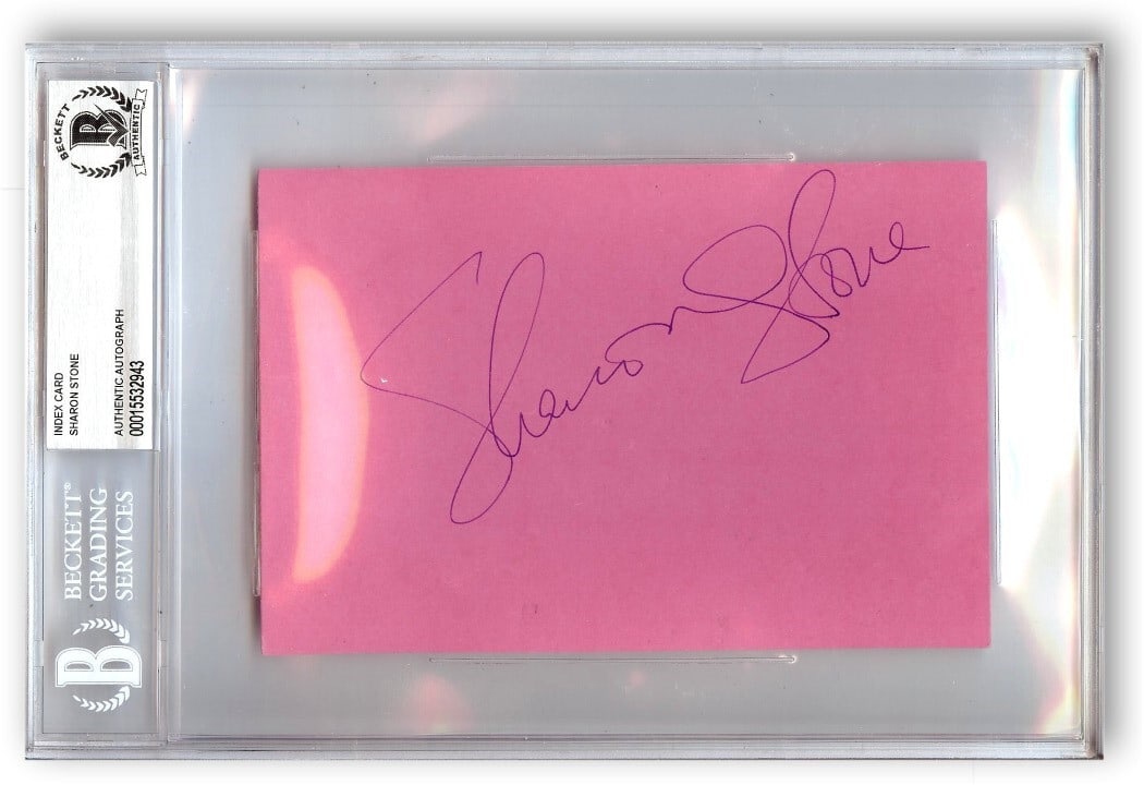 Sharon Stone Signed Index Card Beckett Authenticated 6 X 9 (1 of 1)