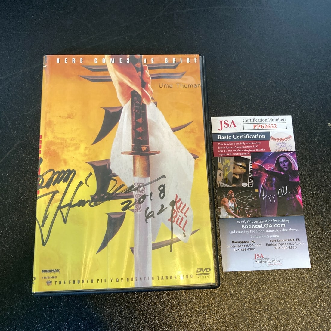 Sonny Chiba Autographed Kill Bill DVD with JSA COA: Sonny Chiba Autographed Kill Bill DVD with JSA COA This item features a Sonny Chiba signed and autographed 'Kill Bill' DVD, authenticated by James Spence Authentication (JSA). This original DVD is a c