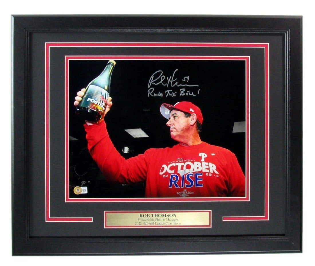 Rob Thomson Inscribed 11x14 Photo Phillies Framed BAS Beckett Authenticated (1 of 4)