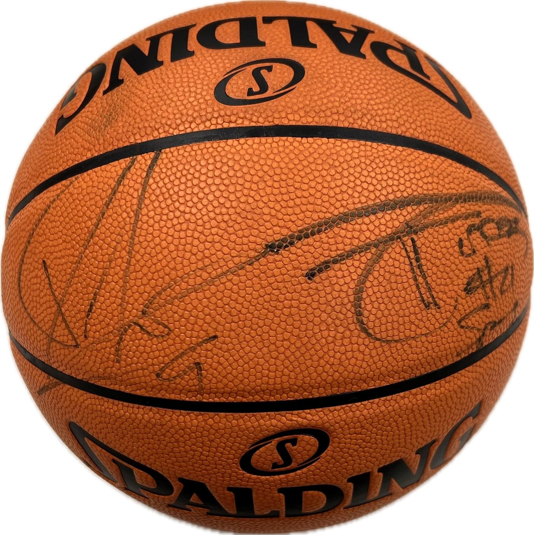 Tim Duncan Tony Parker Signed Spalding Basketball PSA/DNA Authentic (1 of 3)