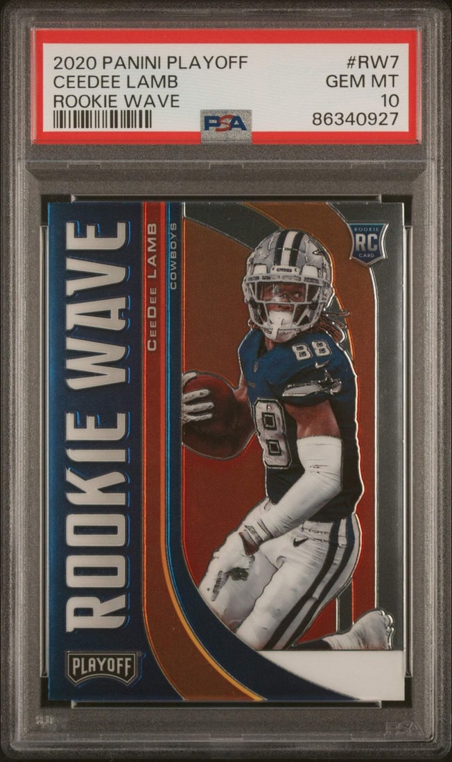 2020 Panini Playoff CeeDee Lamb Rookie Wave RC PSA 10 Authentication (1 of 2)