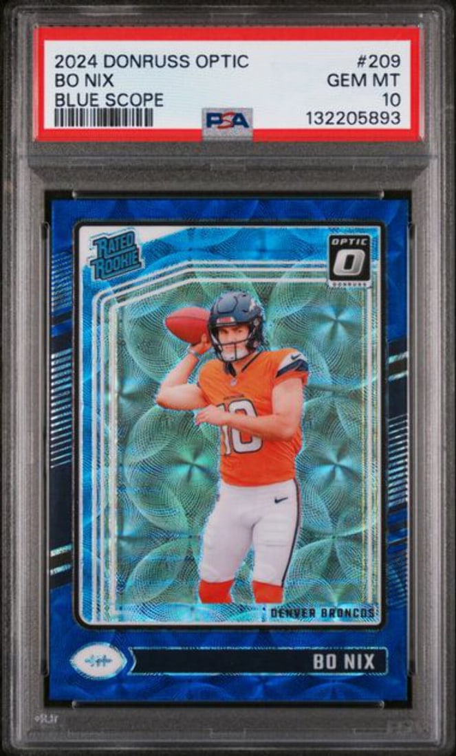 PSA 10 Bo Nix Blue Scope 2024 Donruss Optic Rookie Card #209 (1 of 2)