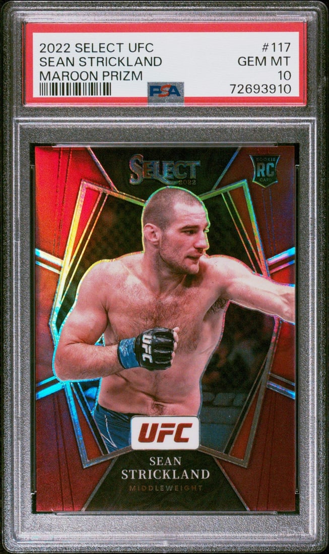 2022 Select UFC Sean Strickland #117 Maroon Prizm RC PSA 10 Card (1 of 2)