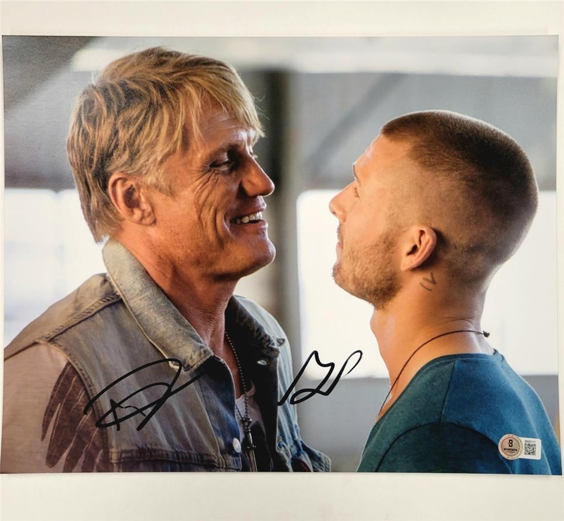 Expendables 11x14 photo signed by Dolph Lundgren Glen Powell Beckett authenticated (1 of 3)