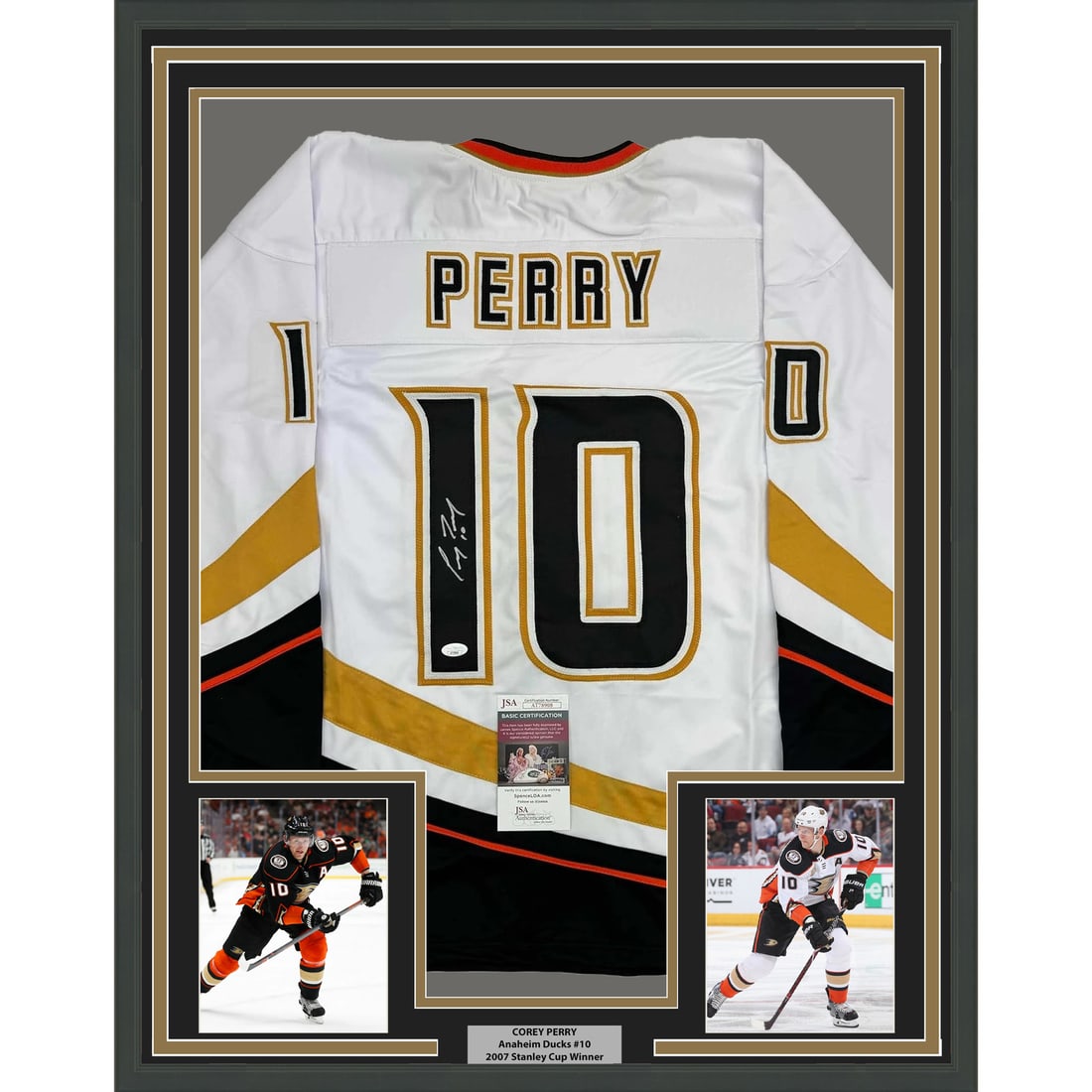Framed Corey Perry Autographed Anaheim Ducks Jersey 35x39 JSA COA (1 of 2)