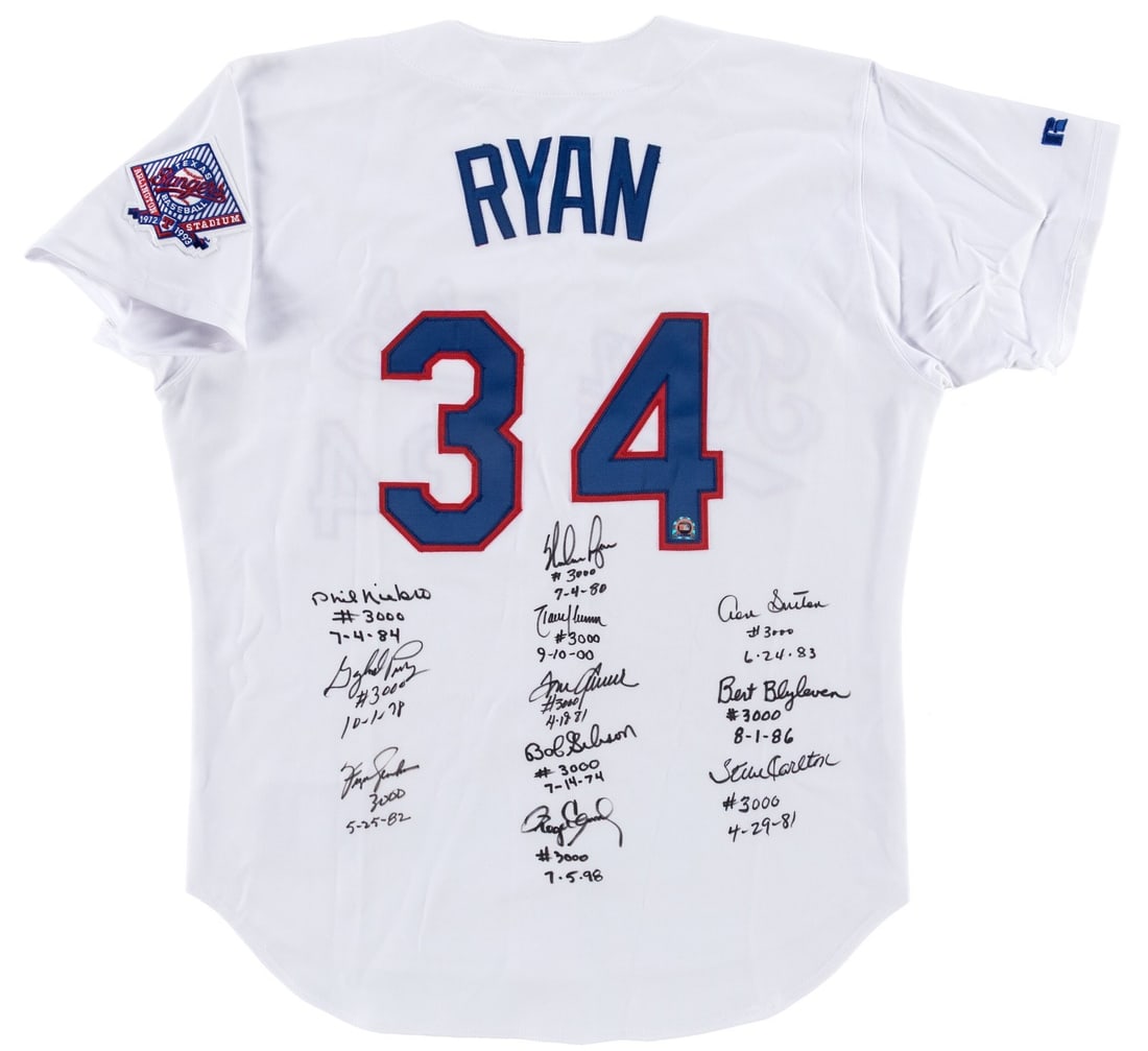Nolan Ryan Tom Seaver Signed 3000 Strikeout Club Jersey MLB Authenticated: Nolan Ryan Tom Seaver Signed 3000 Strikeout Club Jersey MLB Authenticated This is an authentic Russell size-48 jersey featuring the signatures of legendary baseball players from the 3,000 Strikeout Cl