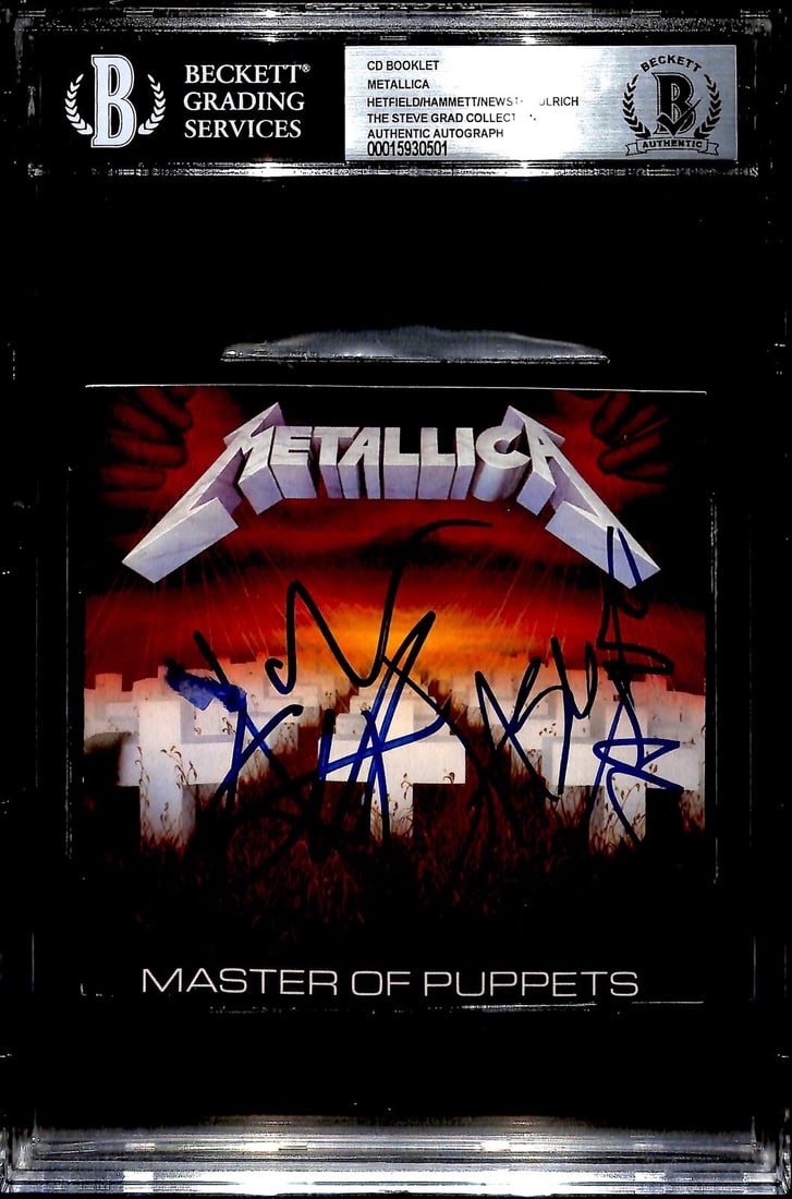 Metallica Signed Master of Puppets CD Cover by 4 Members Beckett Authenticated (1 of 1)