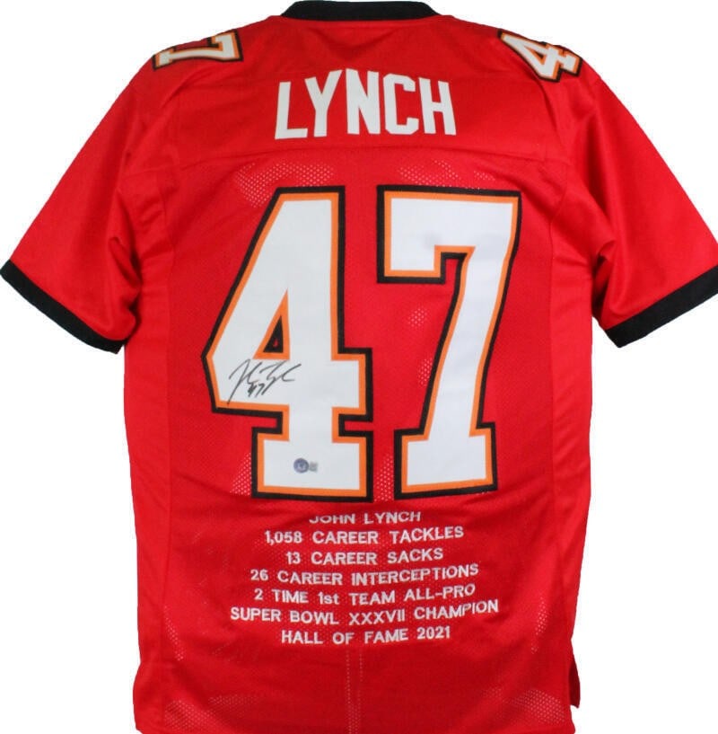 John Lynch Signed Red Pro Style Jersey Tampa Bay Buccaneers Beckett Authenticated (1 of 3)
