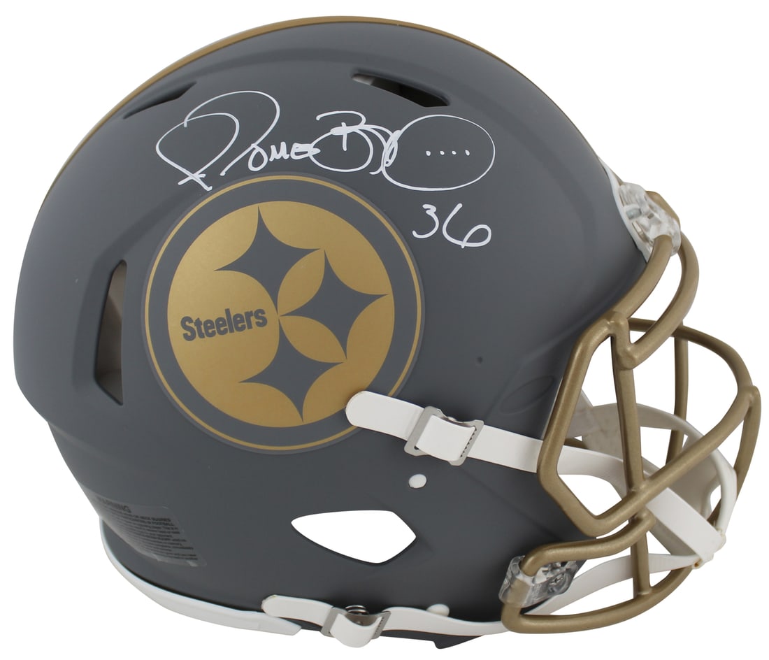 Jerome Bettis Signed Pittsburgh Steelers Slate Helmet BAS Witnessed (1 of 3)