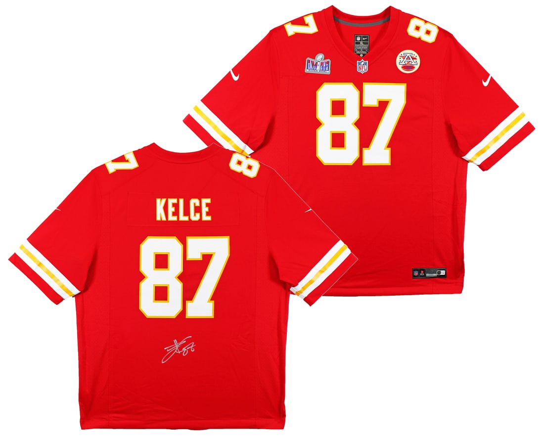 Travis Kelce Signed Red Nike Jersey with Super Bowl LVIII Patch BAS Authenticated (1 of 7)