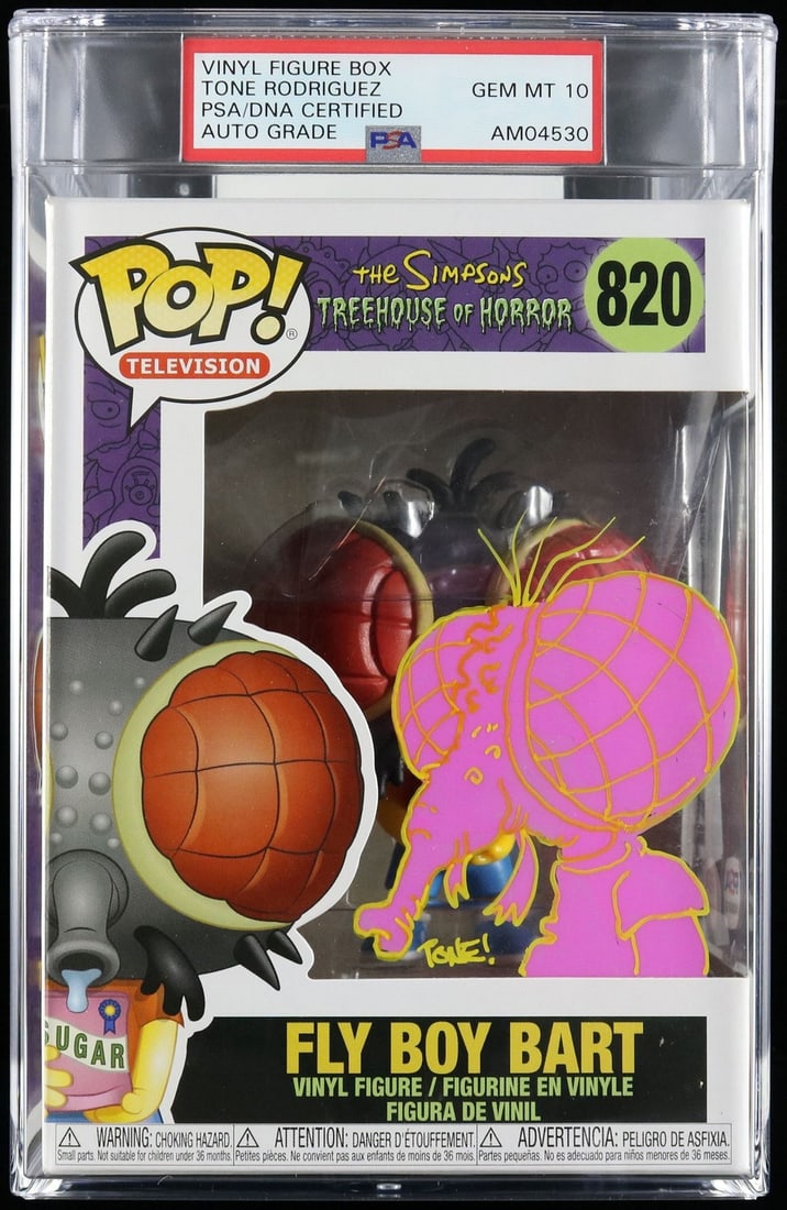 Tone Rodriguez Signed Funko Pop #820 The Simpsons PSA/DNA Encapsulated: Tone Rodriguez Signed Funko Pop #820 The Simpsons PSA/DNA Encapsulated This Funko Pop #820 features the beloved character from The Simpsons, Fly Boy B, and comes with the signature of artist Tone Rodr