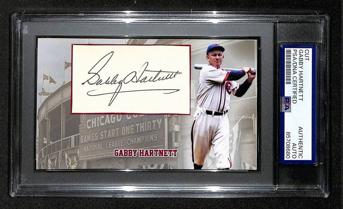 Gabby Hartnett Signed 3x5 Cut Card PSA DNA Certified Chicago Cubs HOF (1 of 1)