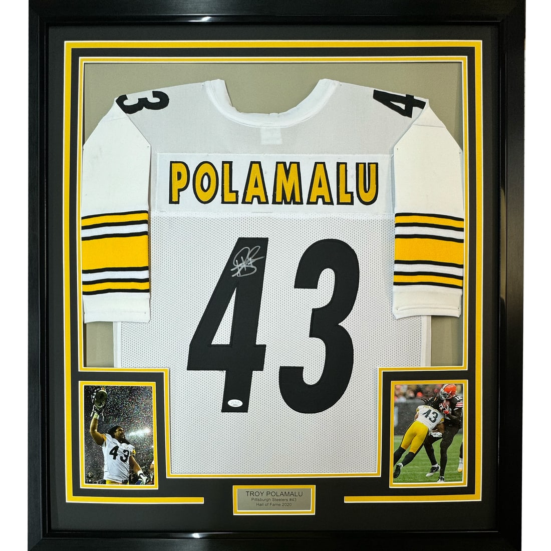 Framed Autographed Troy Polamalu Pittsburgh Steelers Jersey BAS COA (1 of 2)