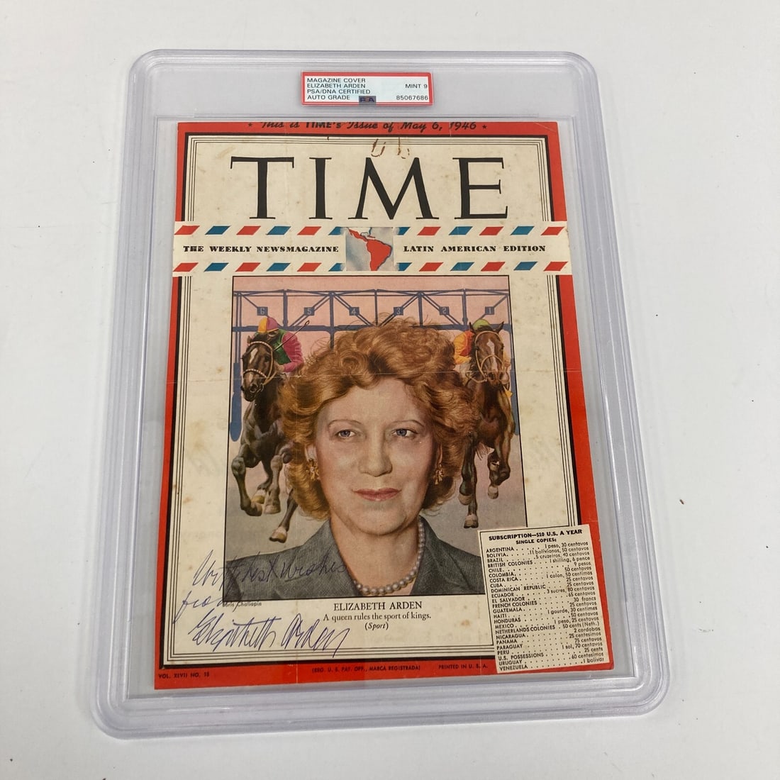 Elizabeth Arden Signed Time Magazine & Letter with PSA DNA MINT 9 (1 of 9)