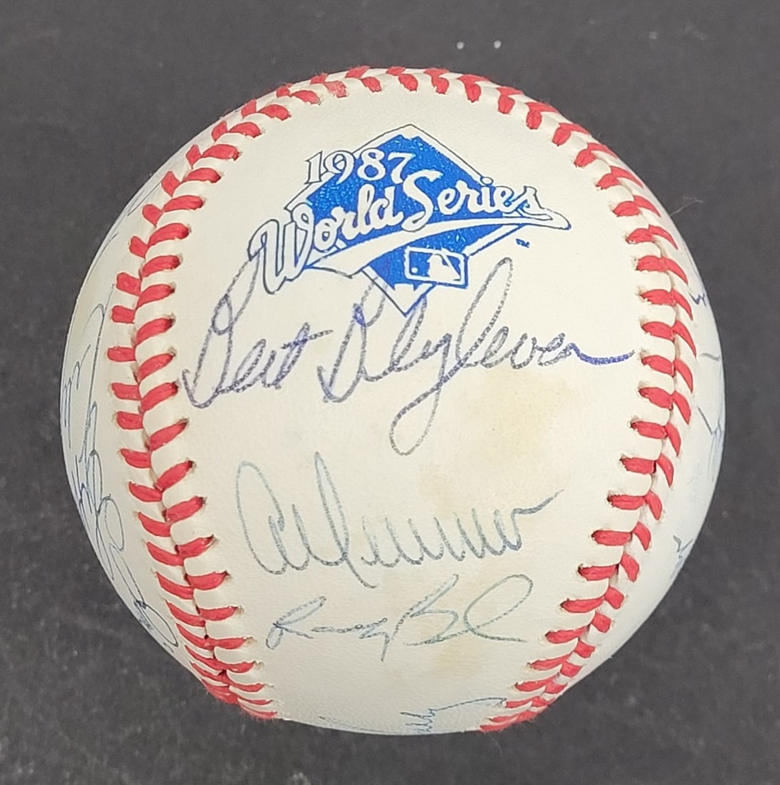 1987 Minnesota Twins Team Autographed World Series Baseball with JSA Letter: 1987 Minnesota Twins Team Autographed World Series Baseball with JSA Letter This is an original Official American League baseball commemorating the 1987 Minnesota Twins' World Series championship. The