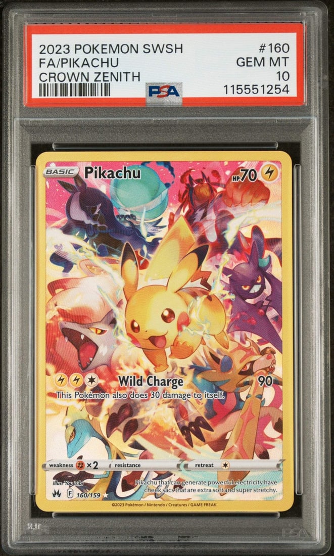 2023 SWSH Crown Zenith #160 Fa Pikachu PSA 10 Graded Pokemon Card (1 of 1)