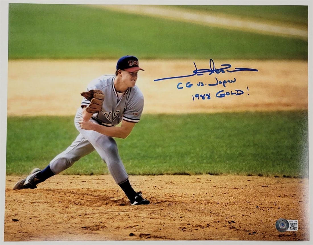 Jim Abbott Signed 11x14 Photo CG vs Japan USA Gold Beckett BAS (1 of 2)