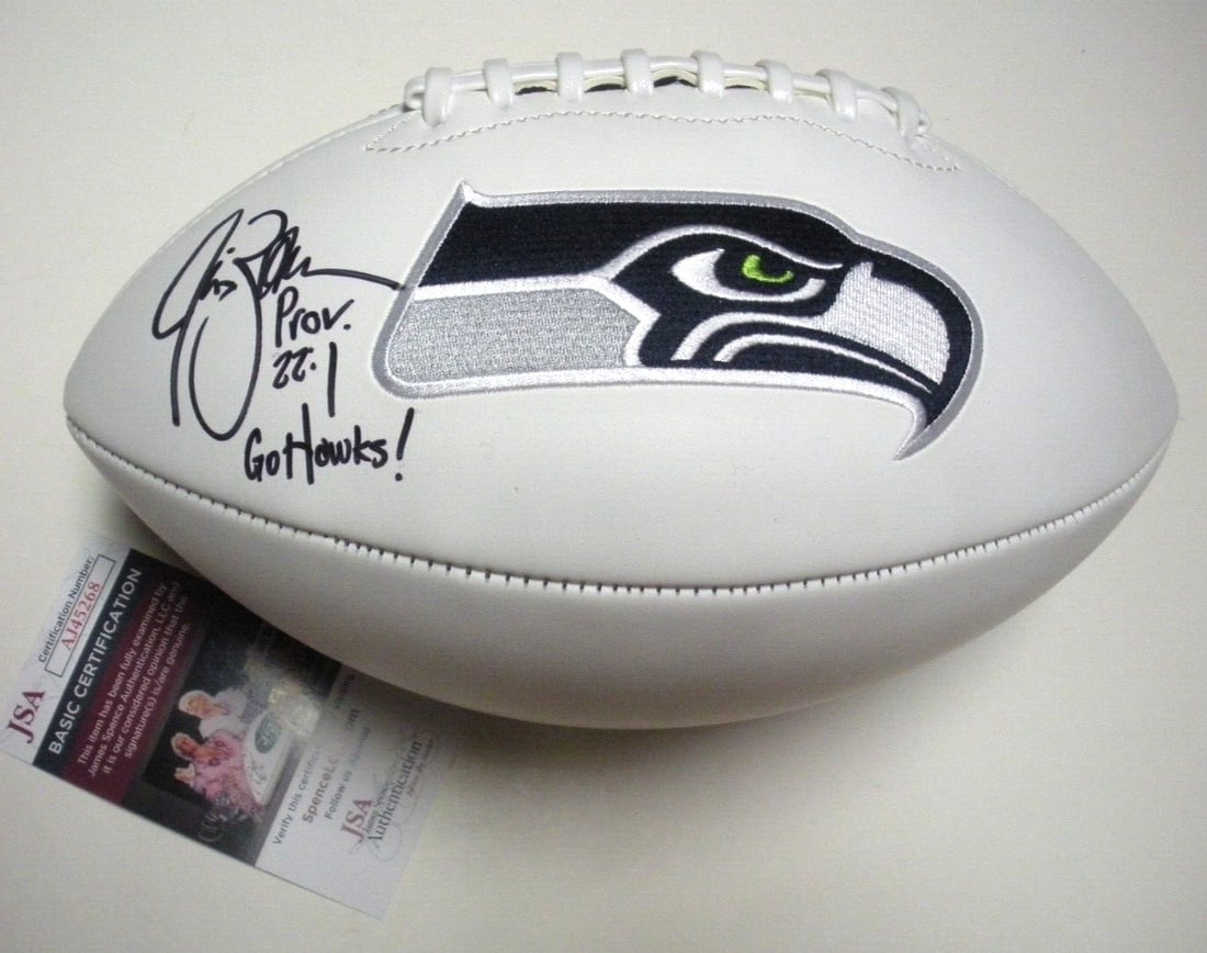 Jim Zorn Signed Seattle Seahawks Football with JSA COA: Jim Zorn Signed Seattle Seahawks Football with JSA COA This officially licensed Seattle Seahawks football, signed by Jim Zorn, is a must-have for any fan. The ball is a genuine original piece, showcas