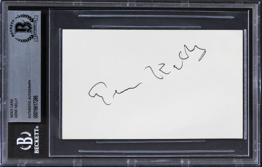 Gene Kelly Singing in the Rain Signed 3x5 Index Card Beckett Authenticated: Gene Kelly Singing in the Rain Signed 3x5 Index Card Beckett Authenticated This is a 3x5 index card personally signed by Gene Kelly, renowned for his role in the classic film "Singing in the Rain." Th