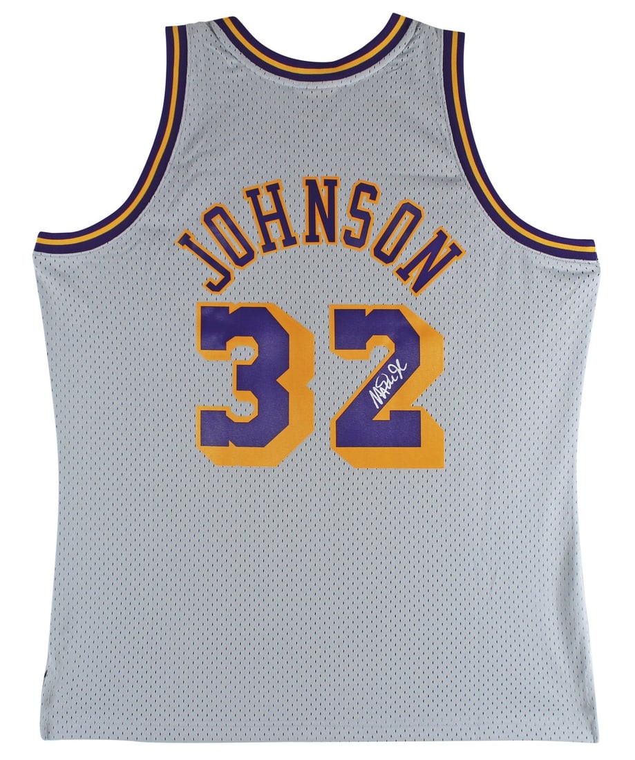 Magic Johnson Signed Lakers Swingman Jersey with HOF 02 Inscription BAS Authenticated (1 of 5)