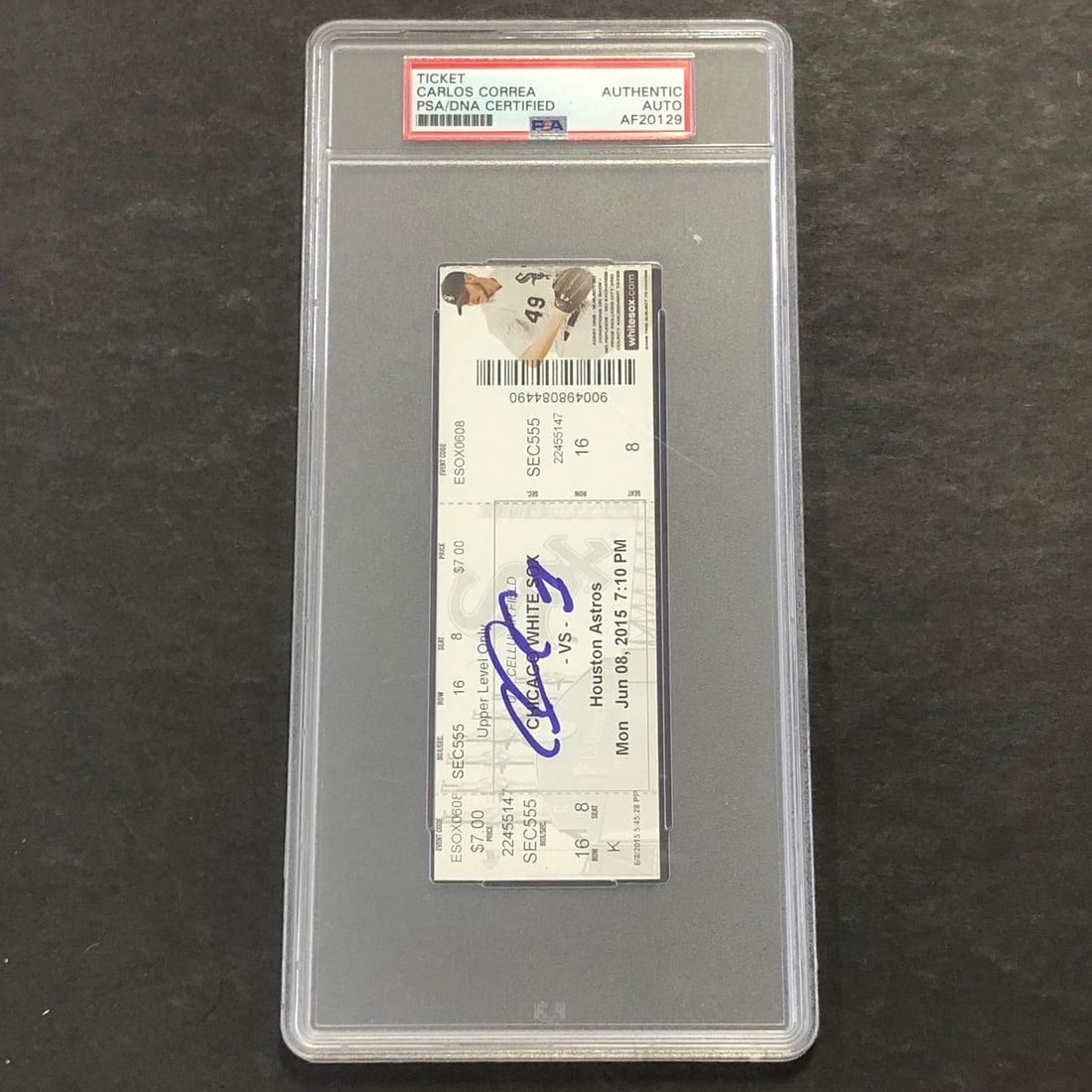 Carlos Correa Autographed MLB Debut Ticket Stub PSA/DNA Houston Astros (1 of 2)