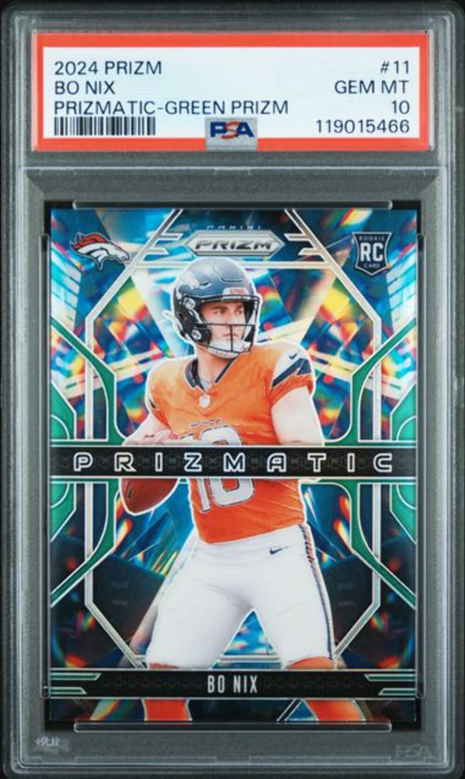 PSA 10 Prizmatic Green Prizm Bo Nix 2024 Rookie Card #11 (1 of 2)
