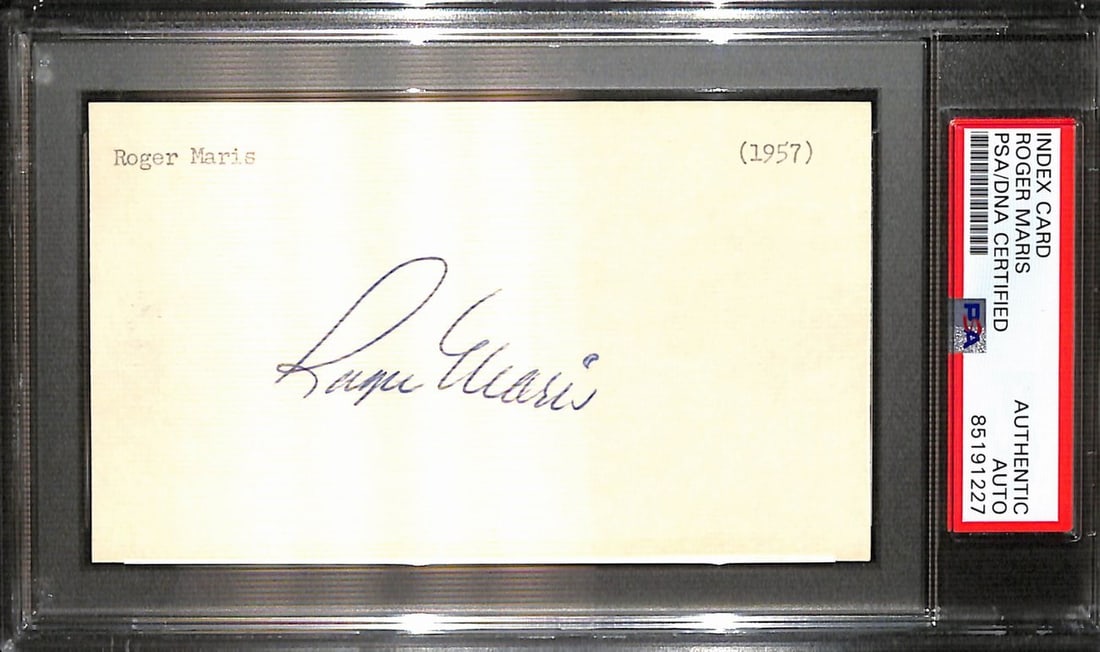Roger Maris Signed Index Card New York Yankees PSA/DNA Authenticated (1 of 2)