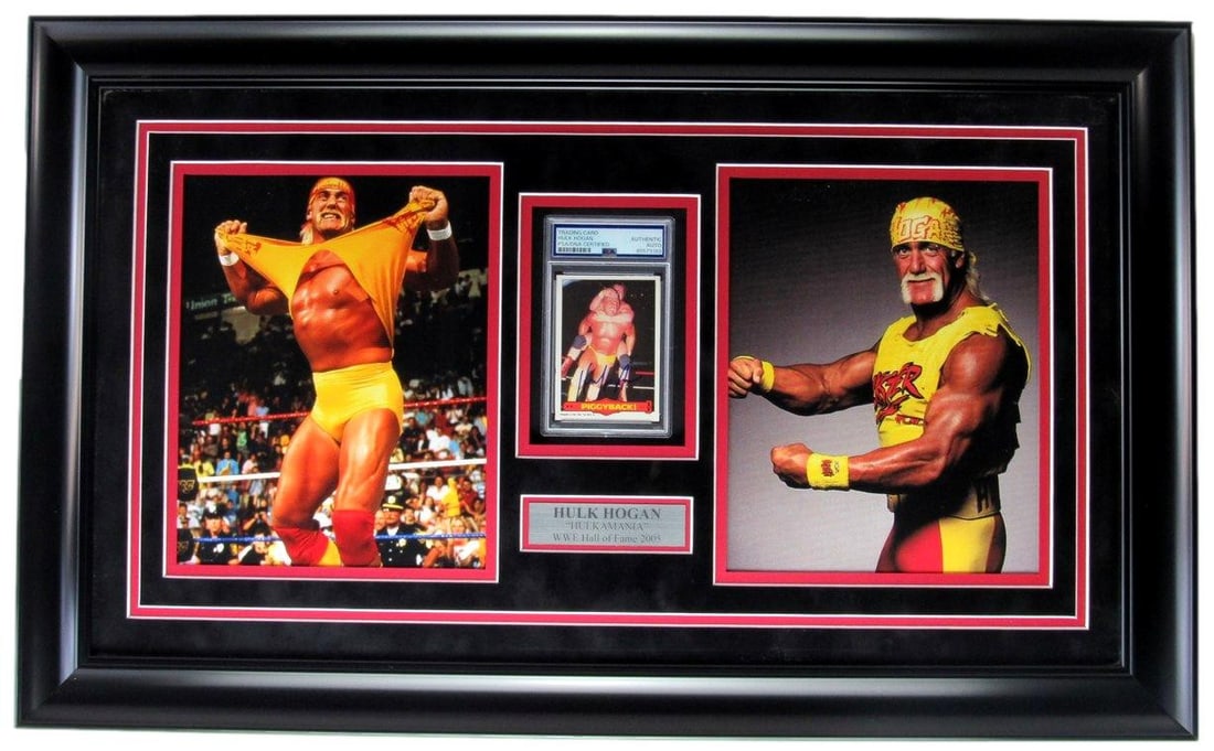 Framed Hulk Hogan Signed WWE Card and 8x10 Photo Collage PSA Authenticated (1 of 3)