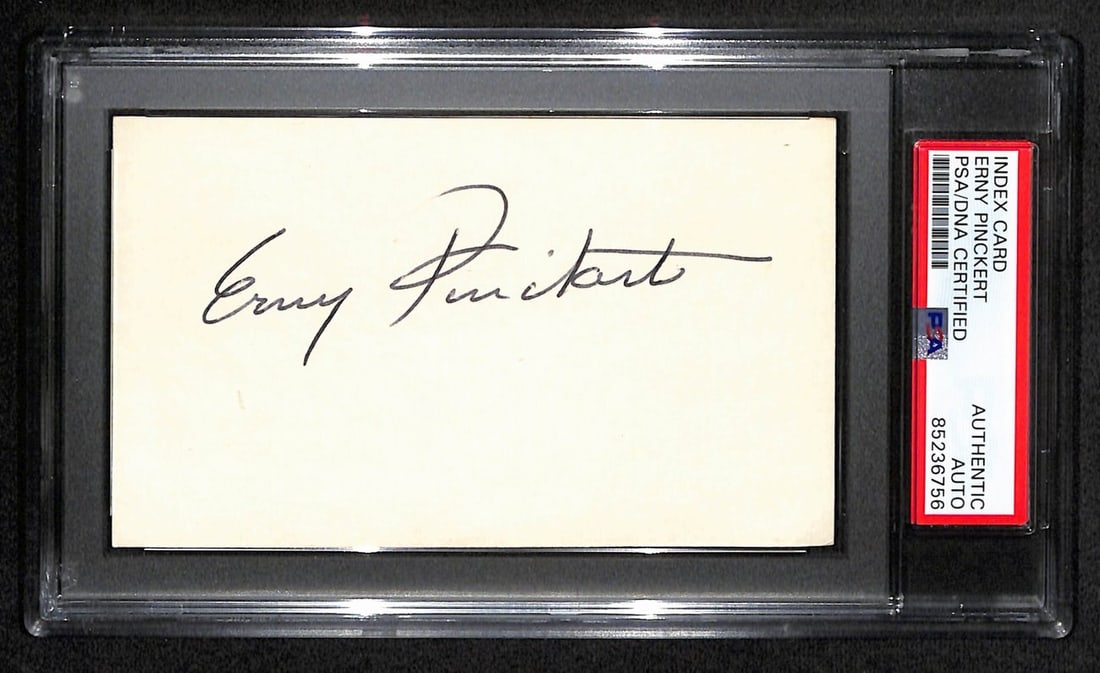 Erny Pinckert Signed 3x5 Index Card USC PSA/DNA Authentic: Erny Pinckert Signed 3x5 Index Card USC PSA/DNA Authentic This is an original signed 3x5 index card featuring Erny Pinckert, a member of the College Football Hall of Fame. The card, dated 1977, is aut