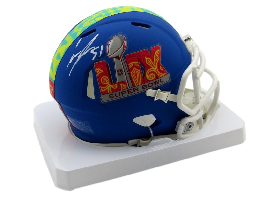 Cam Jurgens Autographed Blue Super Bowl LIX Mini Helmet Eagles PSA Certified (1 of 3)