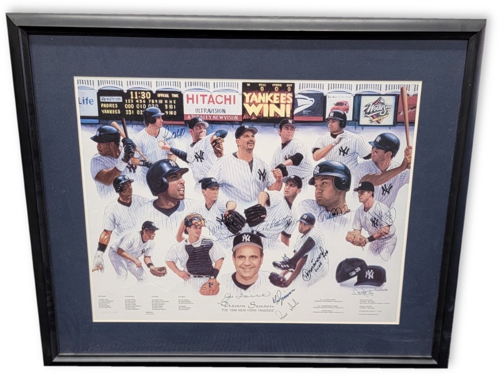 Derek Jeter Mariano Rivera Joe Torre Signed Framed 16x20 Photo JSA Authenticated: Derek Jeter Mariano Rivera Joe Torre Signed Framed 16x20 Photo JSA Authenticated Celebrate the legendary 1998 World Series with this stunning framed 16x20 photo featuring autographs from baseball icon