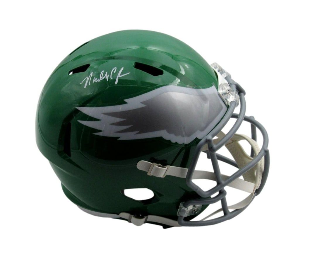 Randall Cunningham Signed Eagles Full-Size Speed Helmet PSA/DNA: Randall Cunningham Signed Eagles Full-Size Speed Helmet PSA/DNA This is a Randall Cunningham Signed Kelly Green Full-Size Speed Replica Football Helmet, representing the Philadelphia Eagles. The autog