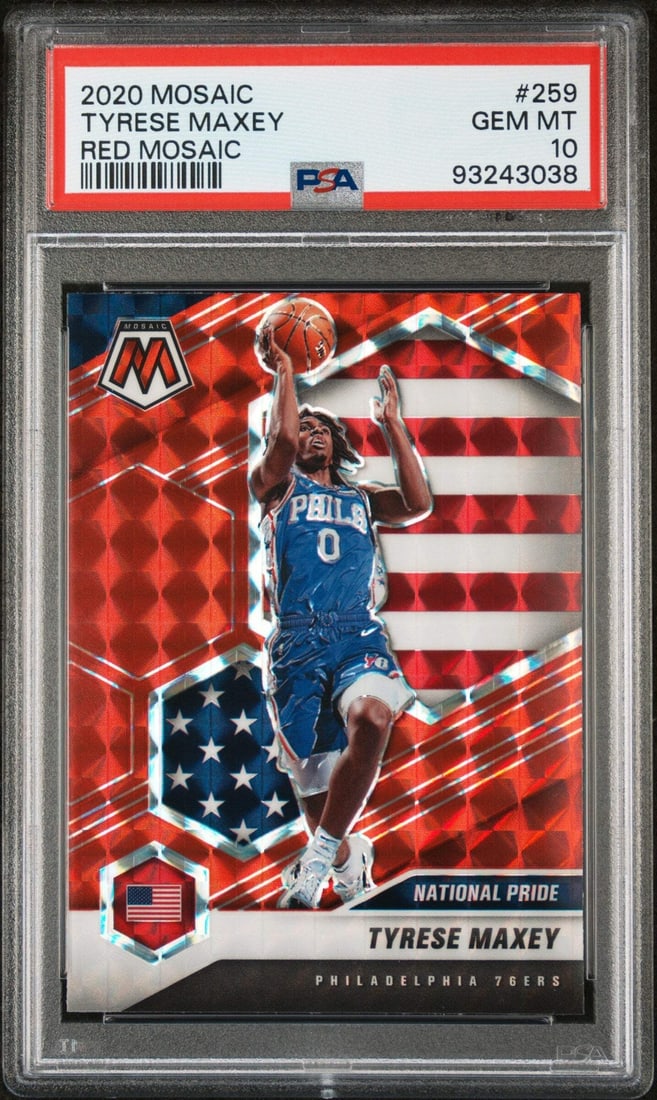 2020 Panini Mosaic Tyrese Maxey #259 Red Mosaic RC PSA 10 Basketball Card (1 of 2)