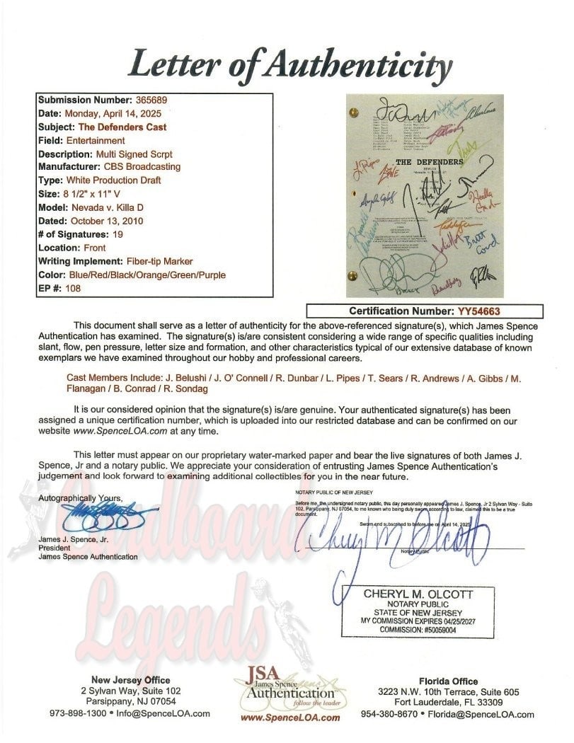 The Defenders Cast Signed Script with JSA Authentication - 4