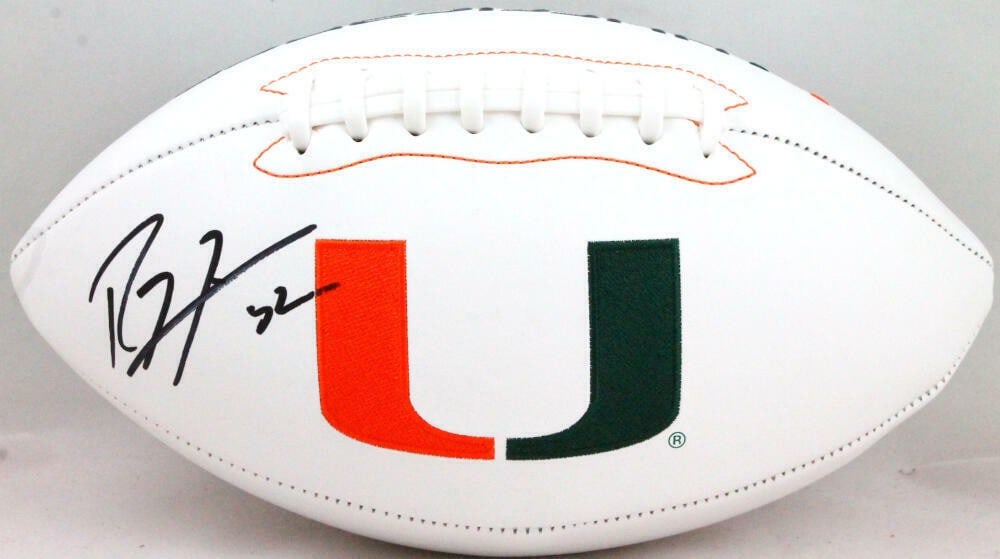 Ray Lewis Signed Miami Hurricanes Logo Football Beckett Authenticated: Ray Lewis Signed Miami Hurricanes Logo Football Beckett Authenticated This Miami Hurricanes logo football is a must-have for any football fan and collector. Autographed by the legendary Ray Lewis, thi
