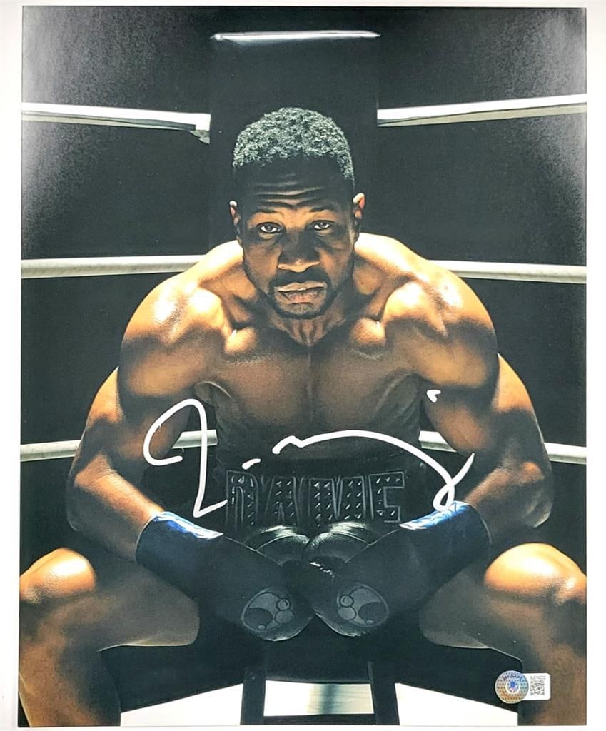 Jonathan Majors Autographed Creed III 11x14 Photo Beckett Authenticated: Jonathan Majors Autographed Creed III 11x14 Photo Beckett Authenticated This is an original 11x14 photograph from the movie Creed III, featuring the autograph of Jonathan Majors. The signature is