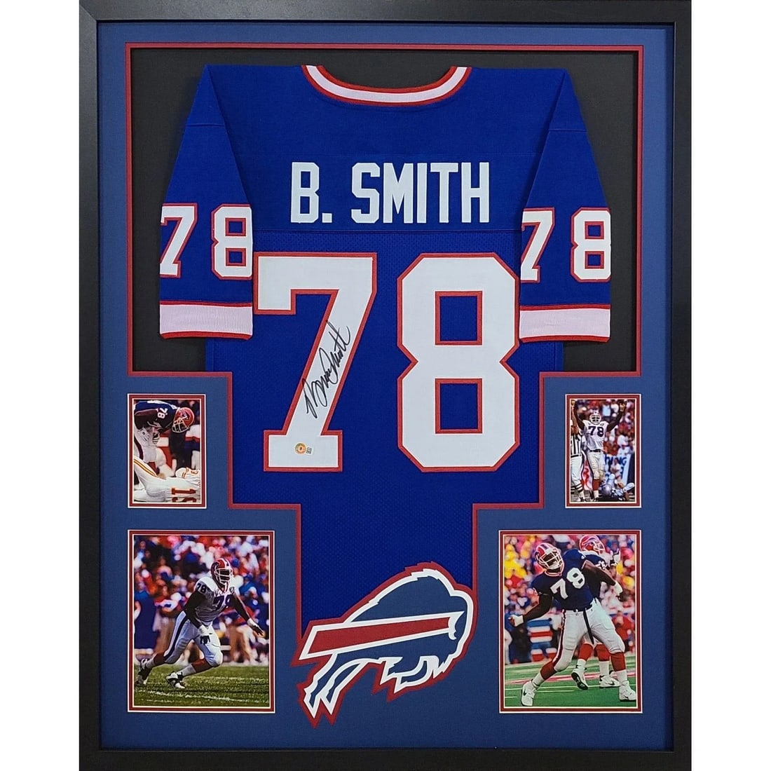 Bruce Smith Autographed Framed Jersey Beckett Certified Buffalo Bills: Bruce Smith Autographed Framed Jersey Beckett Certified Buffalo Bills This autographed Bruce Smith framed jersey is a remarkable collectible for any Buffalo Bills fan. Authenticated by Beckett, a