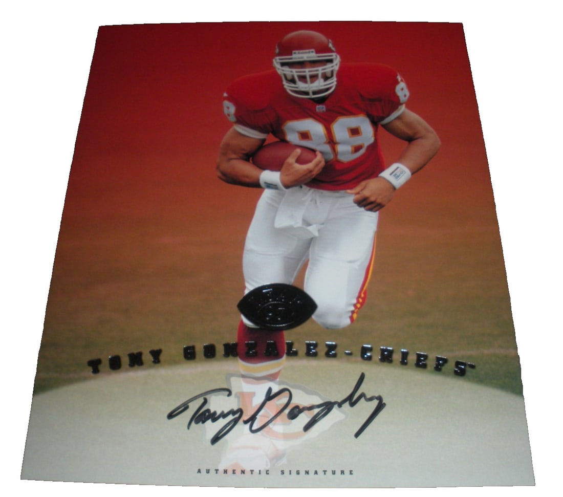 Tony Gonzalez Signed 8x10 Photo KC Chiefs Rare Leaf Signature Series with COA (1 of 1)