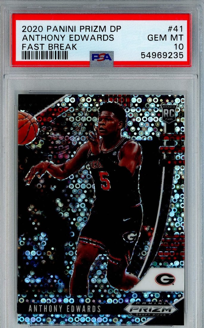 2020 Prizm DP Anthony Edwards #41 Fast Break RC Basketball Card PSA 10 (1 of 2)