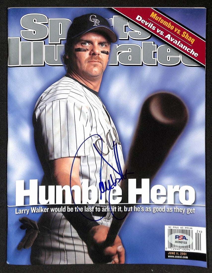Larry Walker Autographed Sports Illustrated Magazine June 11 2001 PSA/DNA (1 of 1)