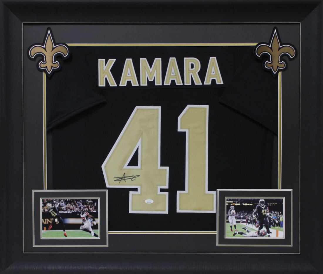 Alvin Kamara Signed Black Framed Jersey New Orleans Saints BAS Witnessed (1 of 2)
