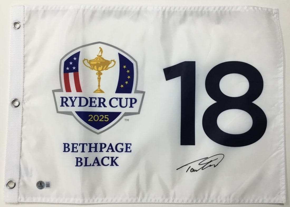 Tommy Fleetwood Signed 2025 Ryder Cup Bethpage Black Flag Beckett Authenticated (1 of 4)