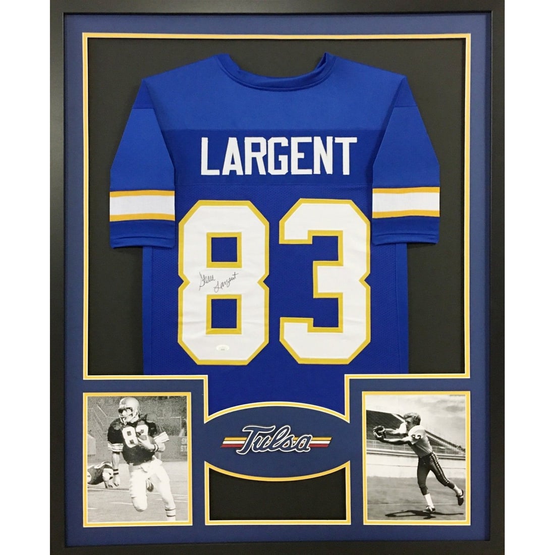 Steve Largent Autographed Framed Jersey JSA Certified Tulsa Hurricanes (1 of 3)