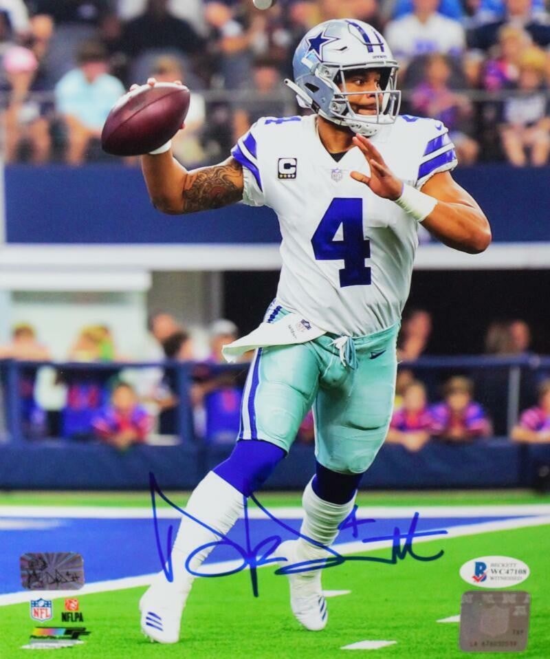 Dak Prescott Autographed Cowboys 8x10 Photo Beckett Authenticated (1 of 2)
