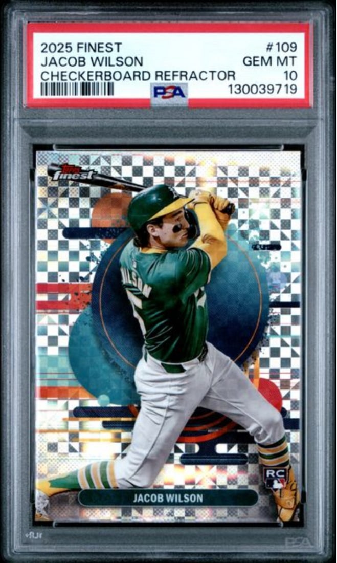 2025 Topps Finest Jacob Wilson #109 Checkerboard Refractor RC PSA 10 (1 of 2)