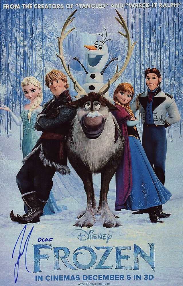 Josh Gad Signed Frozen 11x17 Movie Poster with Olaf Inscription: Josh Gad Signed Frozen 11x17 Movie Poster with Olaf Inscription This is an original 11x17 movie poster of Disney's Frozen, personally signed by Josh Gad, who voices the beloved character Olaf. The pos